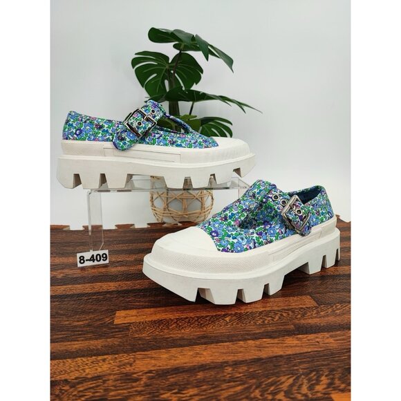 Jeffrey Campbell Shoes - Jeffrey Campbell Women's Enfance Floral Print  Blue Chunky Platform Size 8.5 US